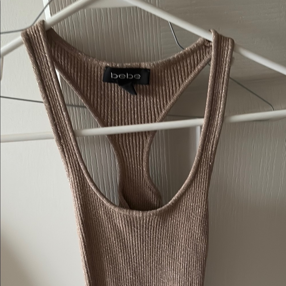 Bebe Tan Ribbed Women's Top